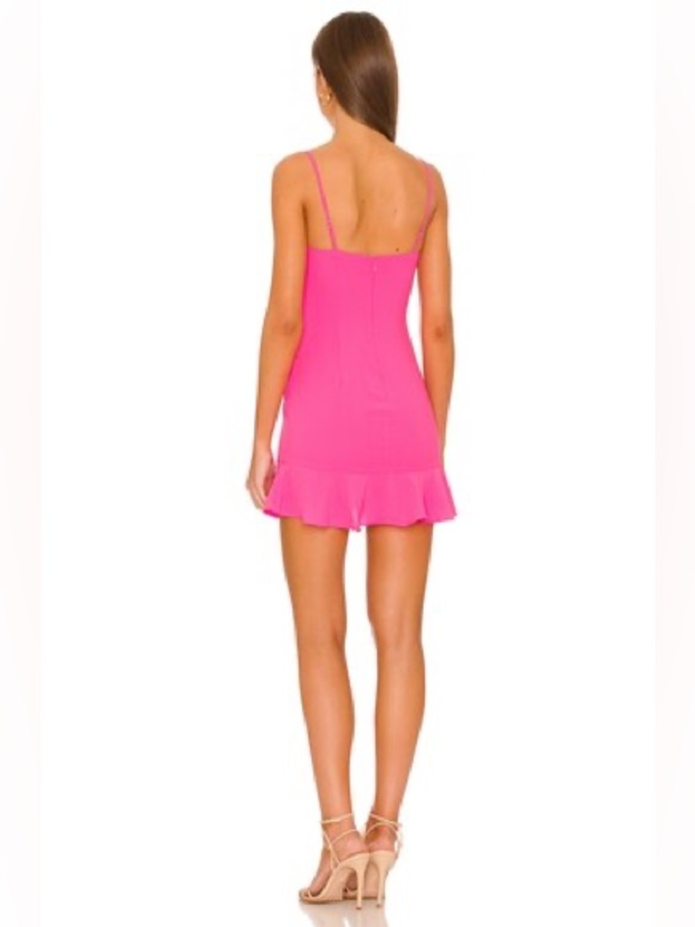 Lovers + Friends Teddy Mini Dress XS hot pink ruffle sleeveless sexy flirty date - Picture 3 of 12